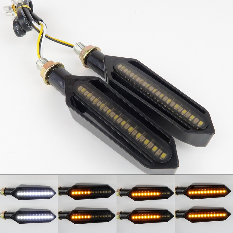 Clignotant LED à défilement séquentiel pour moto 12V + Veilleuses