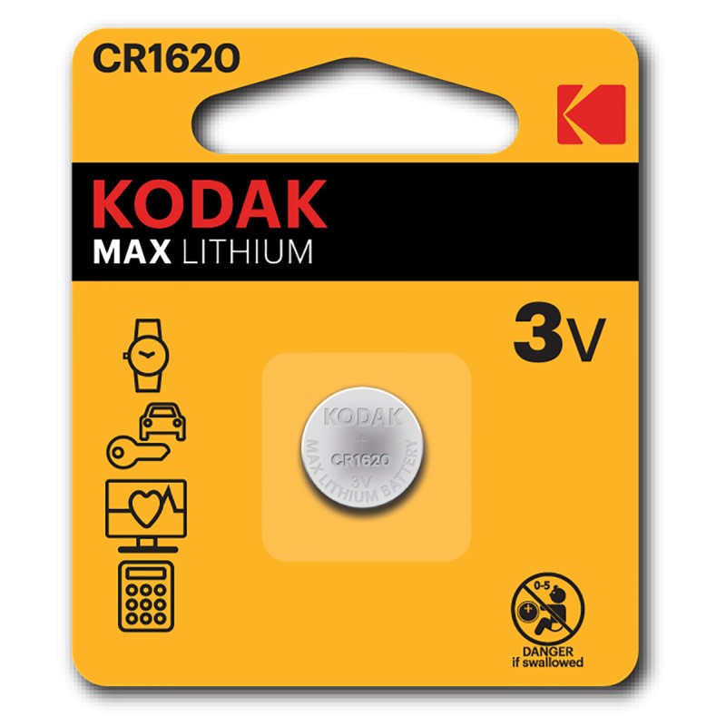 2x Pile bouton CR1620 Lithium 3V Kodak Max