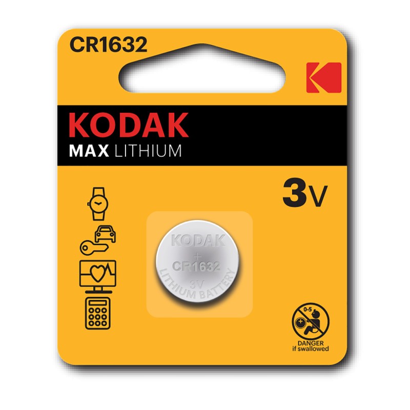2x Pile bouton CR1632 Lithium 3V Kodak Max