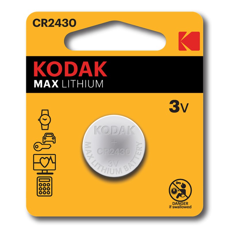 2x Pile bouton CR2430 Lithium 3V Kodak Max