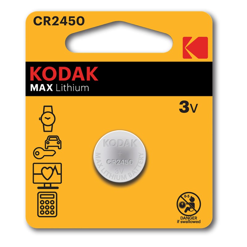 2x Pile bouton CR2450 Lithium 3V Kodak Max