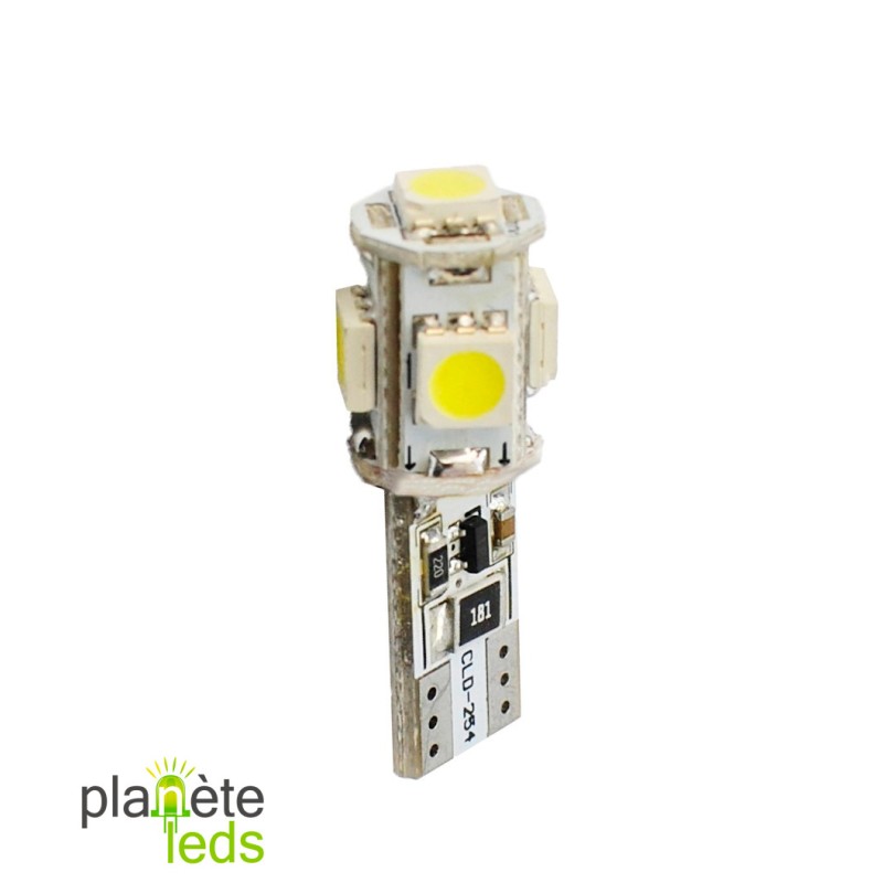 Ampoule W5W LED T10 avec Puce Anti-Erreur COB 360° 5000K 168 - 194